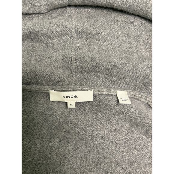 VINCE TEXTURED OPEN FRONT KNIT CARDIGAN LIGHT HEATHER GREY Cotton Blend. Size XS - Picture 5 of 6